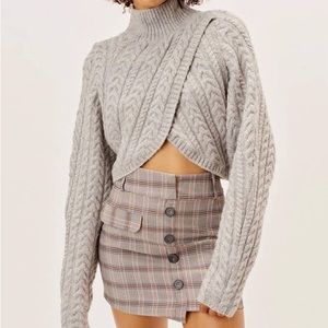 For Love & Lemons Amelia Cross Front Turtleneck / Grey/ M.